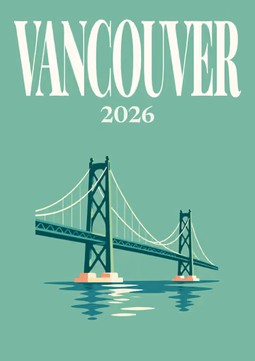 Vancouver illustrated travel photo book cover with the suspension bridge artwork