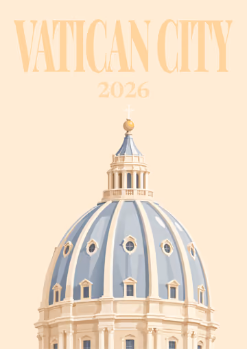 Vatican City illustrated travel photo book cover with the St Peter's dome artwork