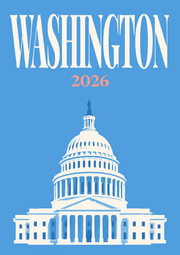 Washington illustrated travel photo book cover with the Capitol artwork