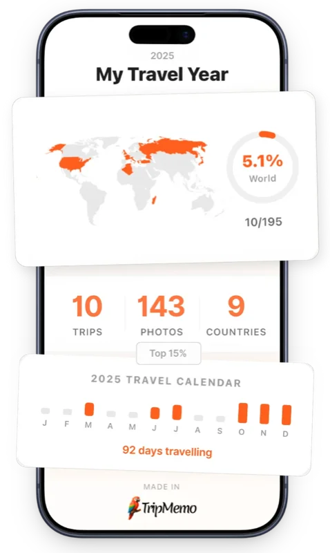 TripMemo travel stats mockup